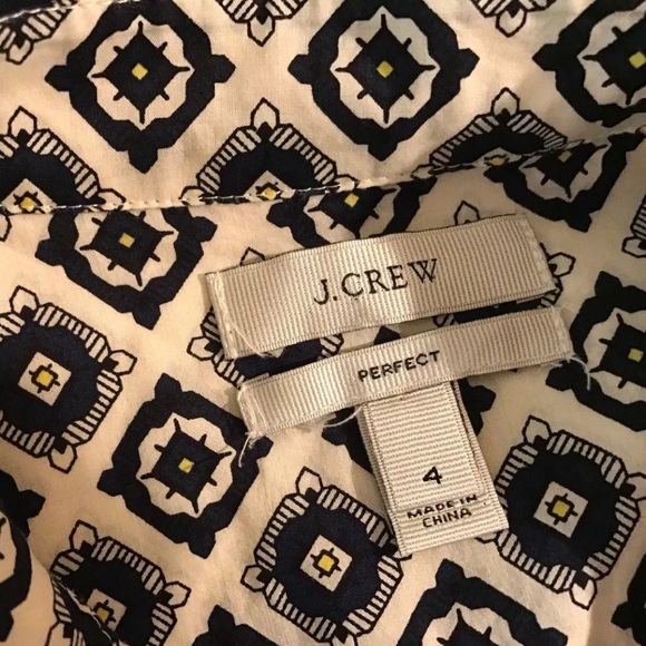 J. CREW Perfect Shirt Foulard Medallion Print Top Blouse Button Down Lightweight - Picture 6 of 8